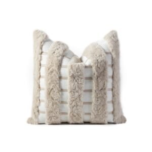 Hand Made Sasha Cushion Includes Filling, White & Beige, 45X45cm